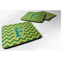 Carolines Treasures Letter F Chevron Green and Gold Foam Coaster, Set of 4 CJ1059-FFC